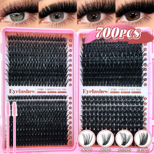 D Curl Eyelashes Clusters Beginner Friendly High Capacity Eyelash Book Set for Different Makeup Beauty Gift for Women Lash Kit