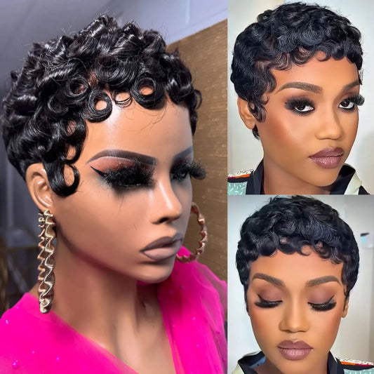 Luxe Curly Pixie Cut Human Hair Wig
