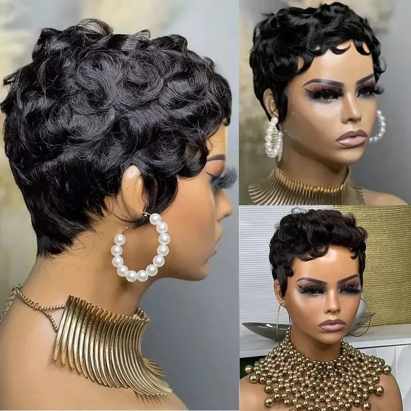 Luxe Curly Pixie Cut Human Hair Wig