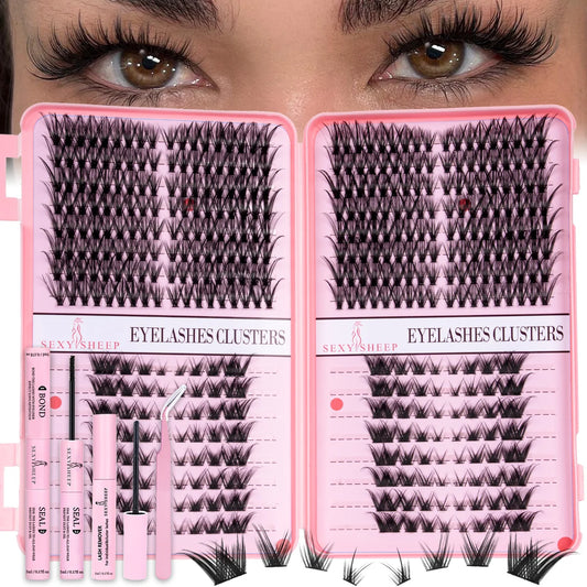DIY Eyelash Extension Kit Cat Eye Eyelashes Clusters Natural Soft Including Bond&Sral Glue Remover Festival Gift
