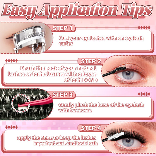 D Curl Eyelashes Clusters Beginner Friendly High Capacity Eyelash Book Set for Different Makeup Beauty Gift for Women Lash Kit