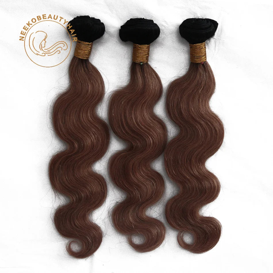Luxe 1B/33 Ombre Chocolate Brown Human Hair Body Wave Bundles