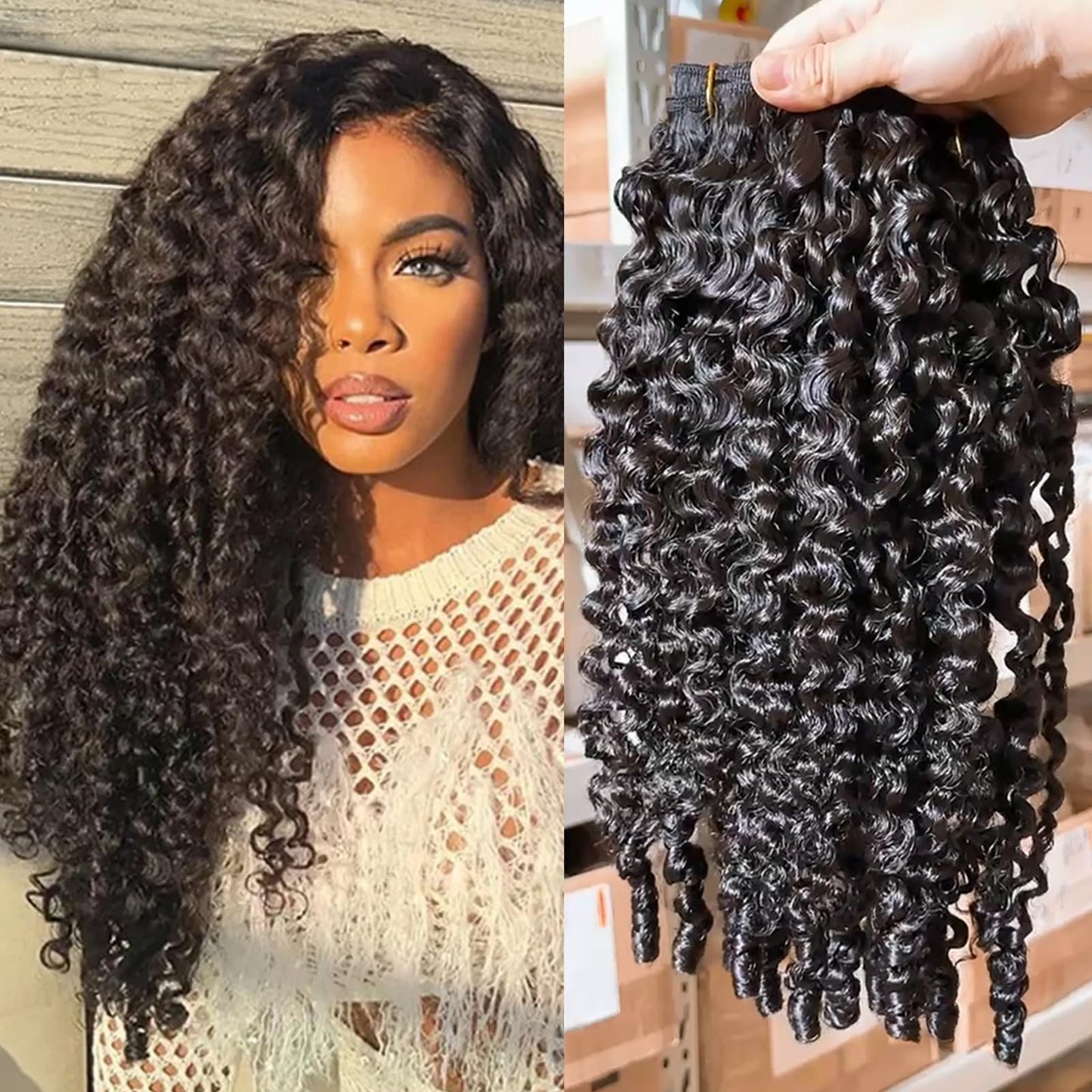 MiracleLuxe Burmese Curly Human Hair Bundles 16 Inch