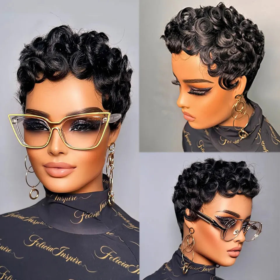 Luxe Curly Pixie Cut Human Hair Wig