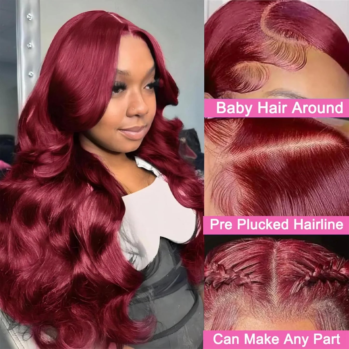 Luxe 99J Burgundy Body Wave 13x4 Lace Wig