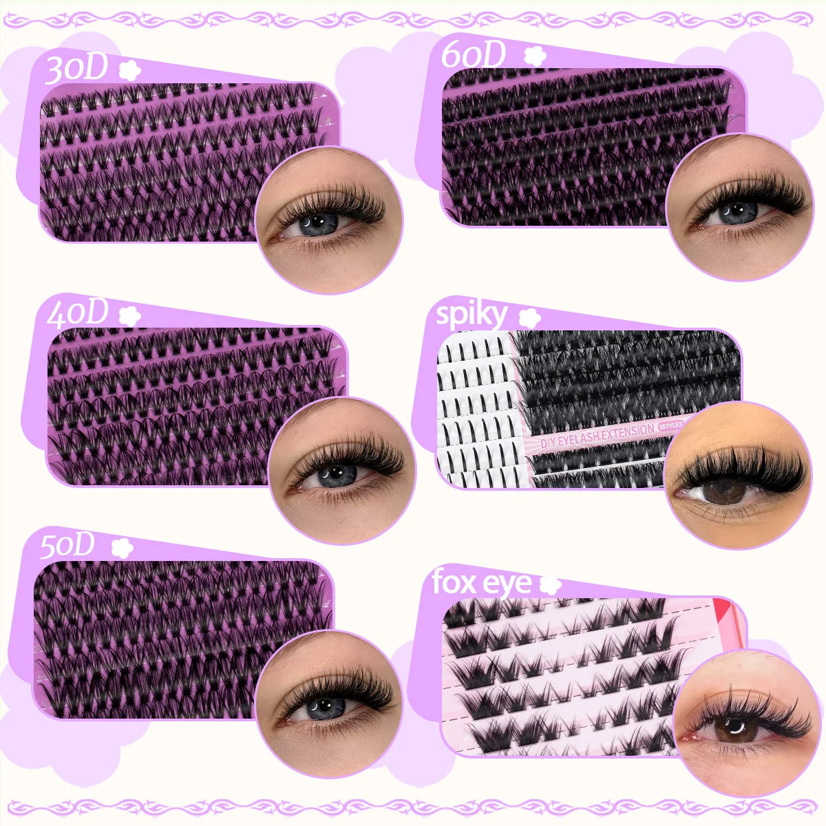 DIY Cluster Lashes Kit Individual Lashes Faux Mink Lashes Soft Eyelash Extension With Bond&Seal Lash Tweezer Makeup Reuseable
