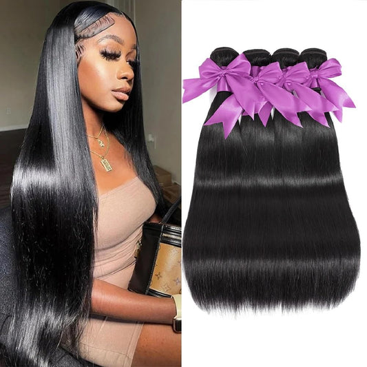 MiracleLuxe Virgin Straight Hair Bundle 14-20 Inch Natural Black