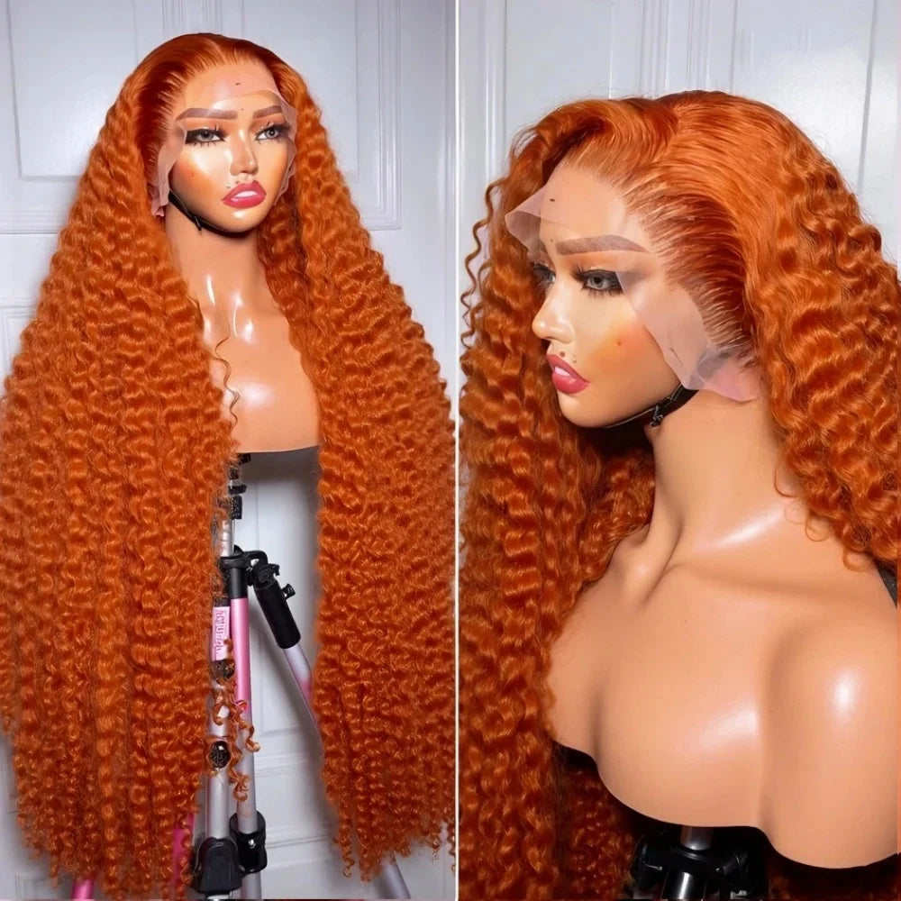 Luxe 13x6 Ginger Orange Deep Wave Human Hair Wig