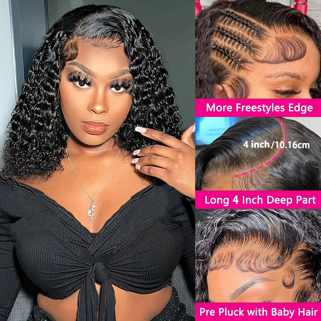 Luxe 13x4 Short Curly Bob Wig Wet And Wavy Deep Wave