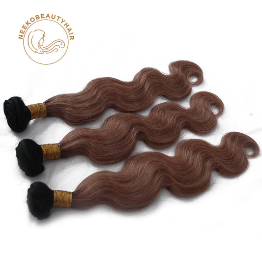 Luxe 1B/33 Ombre Chocolate Brown Human Hair Body Wave Bundles