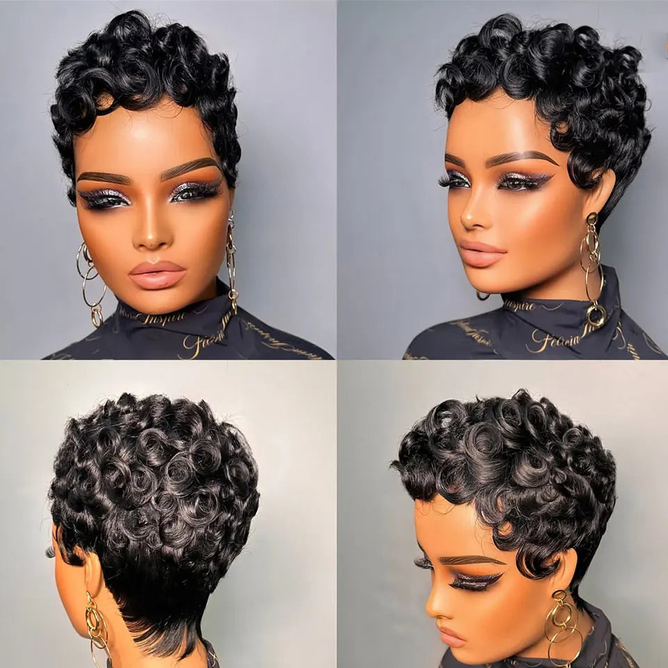 Luxe Curly Pixie Cut Human Hair Wig