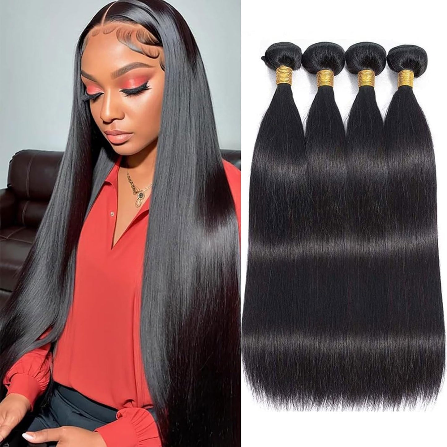 Luxe StraightHuman Hair Bundles 24 26 28 30 inch