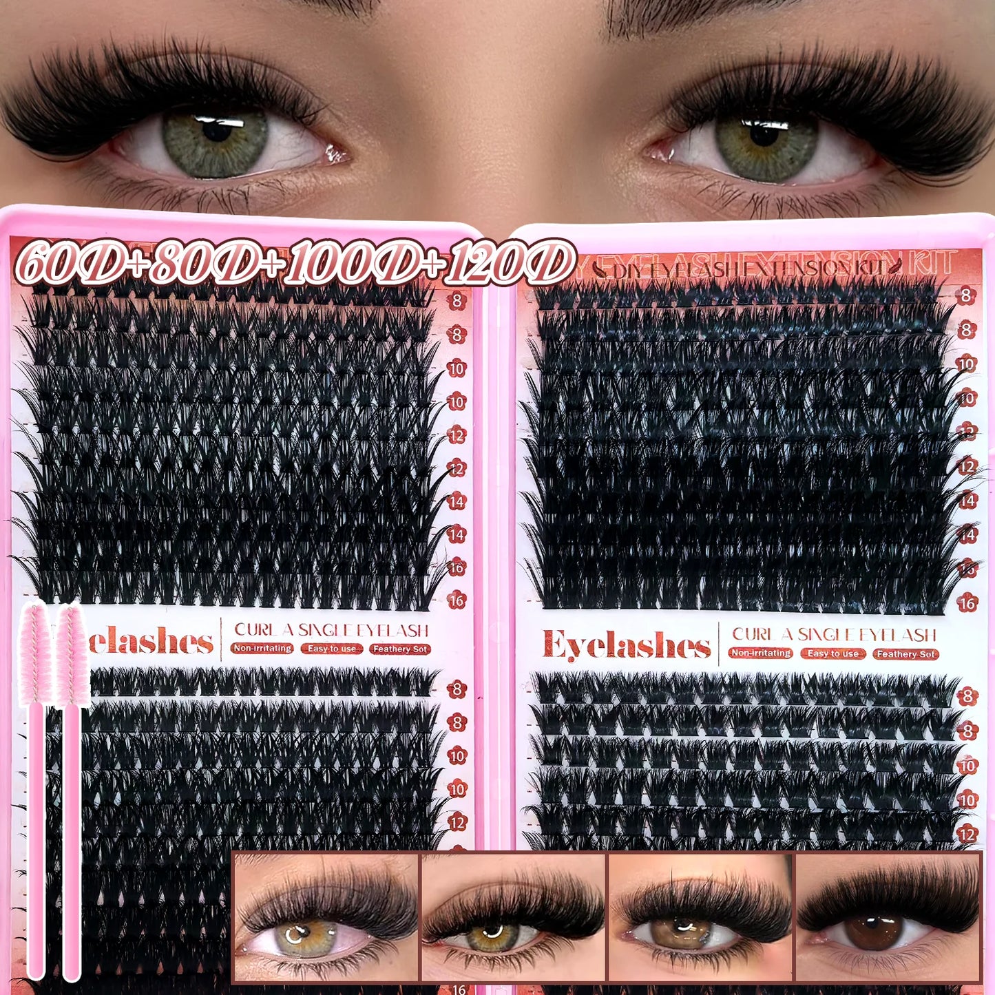 D Curl Eyelashes Clusters Beginner Friendly High Capacity Eyelash Book Set for Different Makeup Beauty Gift for Women Lash Kit
